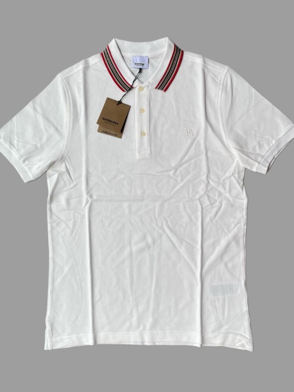 Burberry Men's White Cotton Polo Shirt XLarge